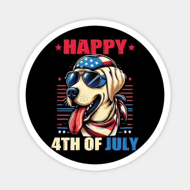 Happy 4th of July Patriotic American Labrador Retriever USA Magnet by JUST PINK